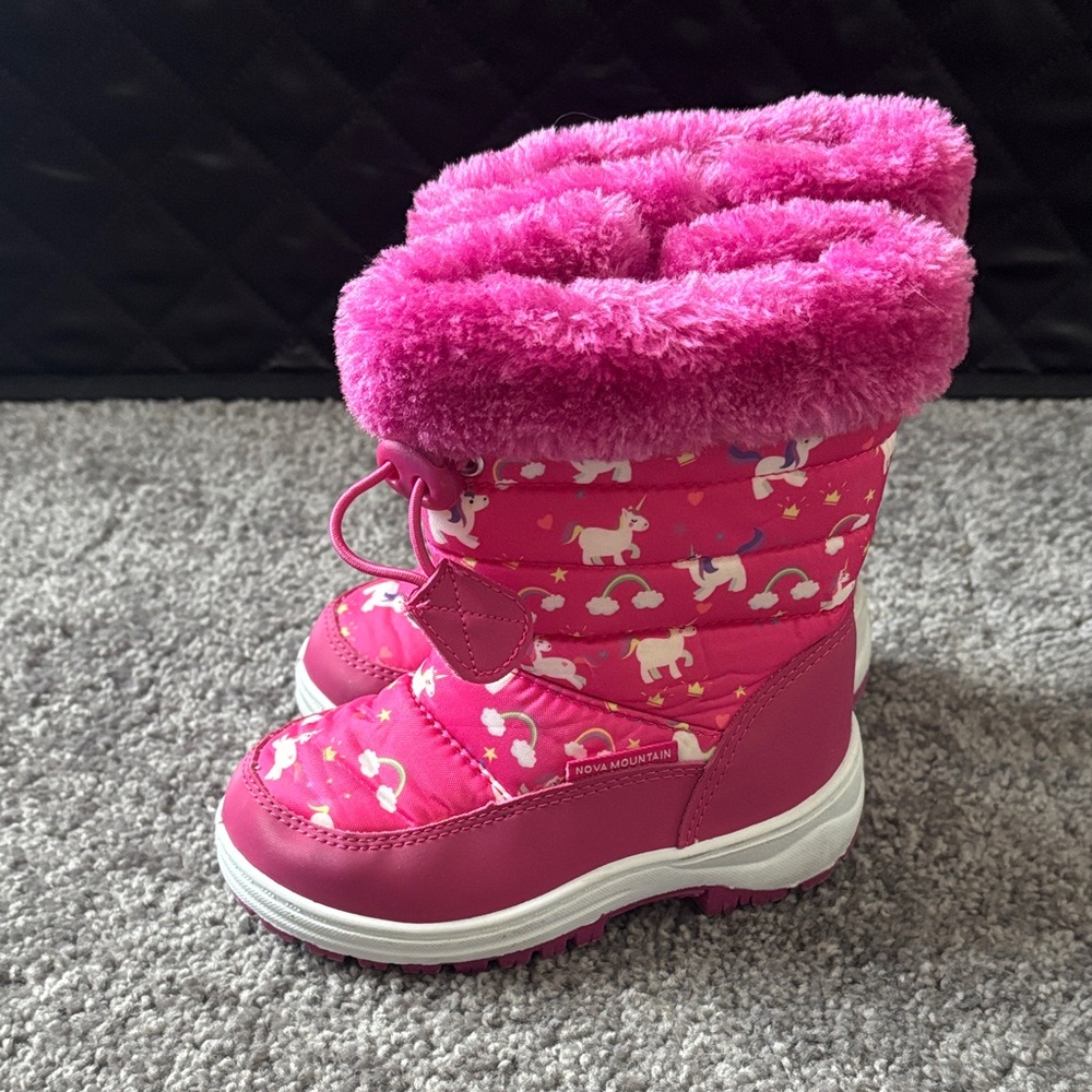 Pink Unicorn Winter Boots